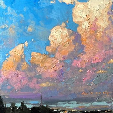 Daily Paintworks Original Fine Art, Profile Painting, Sky Paintings, Chris Long, Sky Island, Oil Painting Gallery, Sky Art Painting, Landscape Painting Tutorial, Western Paintings