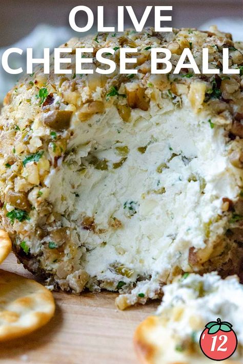 Olive Cheese Ball | 12 Tomatoes Olive Cheese Ball Recipes, Holiday Cheese Balls Christmas, Olive Cheese Balls, Green Olive Cheese Ball, Swiss Cheese Ball Recipe, Cooking Corn On Cob, Pistachio Cheese Ball, Christmas Cheese Balls, Best Cheese Ball Recipes