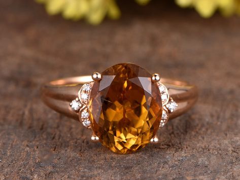 VS natural citrine engagement ring solid 14K yellow gold diamond ring SI-H natural diamond wedding band 10x12mm oval Citrine bridal ring by rststudio on Etsy https://www.etsy.com/listing/599424523/vs-natural-citrine-engagement-ring-solid Orange Diamond Gemstone Ring, Orange Diamond Rings With Gemstone, Elegant Orange Topaz Ring, Elegant Orange Yellow Sapphire Rings, Luxury Orange Gemstone Ring, Amber Engagement Ring, Top 10 Engagement Rings, Citrine Ring Engagement, Emerald Wedding Rings