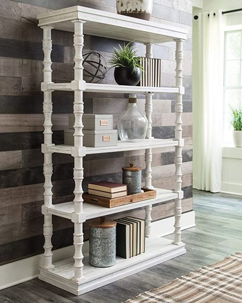 Large Bookcase, 5 Shelf Bookcase, Wood Bookshelves, White Bookcase, Open Bookcase, Etagere Bookcase, Wood Bookcase, Ashley Furniture Homestore, Modern Farmhouse Style