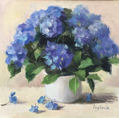 Flower Reference Photo, Flower Reference, Painting Instructions, Hydrangea Painting, Hydrangea Colors, Ig Highlights, Flower Painting Canvas, Oil Painting Flowers, Still Life Art