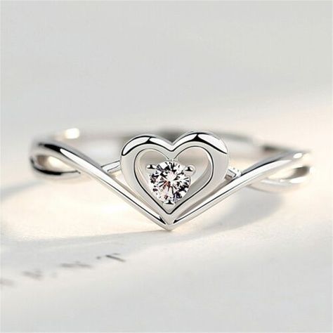 Ring For Wedding, Open Heart Ring, X Ring, Diamond Fashion Jewelry, Geek Jewelry, Future Engagement Rings, Silver Ring Designs, Costume Jewelry Rings, Silver Heart Ring