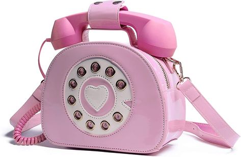 Amazon.com: Oweisong Women Telephone Shaped Handbag and Purses Retro Phone Top-Handle Shoulder Bags Crossbody Totes : Clothing, Shoes & Jewelry Pink Telephone, Telephone Retro, School Satchel, Tas Bahu, Pink Shoulder Bag, Retro Phone, Celtic Knots, Womens Handbags, Phone Purse