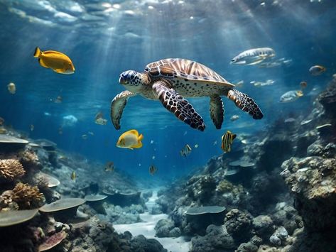 Photo the underwater world of the ocean ... | Premium Photo #Freepik #photo Underwater Landscape, World Oceans Day, Ocean Images, Seascape Photography, Ocean Day, Sea Photography, Ocean Pictures, Underwater Life, Oceans Of The World