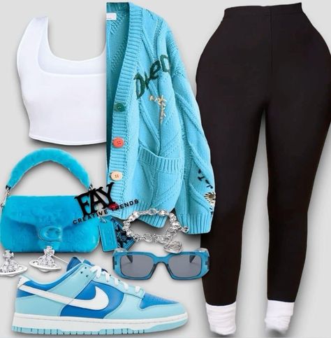 Cute Highschool Outfits, Black Contour, Printed Blouses, Blue Outfits, Cute Nike Outfits, Teen Swag Outfits, Fasion Outfits, Stylish Summer Outfits, Cute Lazy Day Outfits