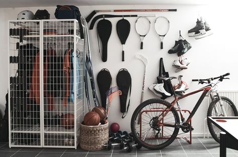 Henrik’s on/off family home in Sweden - IKEA Family Magazine, Grey Linen Bedding, Big Table, Ikea Family, Red Kitchen, Record Collection, Kitchen Units, Clever Storage, Under Stairs