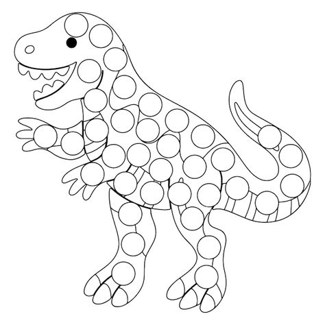 Dinosaur Dot Painting, Dinosaur Dot Art, Dinosaur Dot Marker Printables, Dinosaur Arts And Crafts, Dinosaur Art Preschool, Dinosaur Dot To Dot, Dot Coloring Pages, Marker Coloring Pages, Dinosaur Preschool