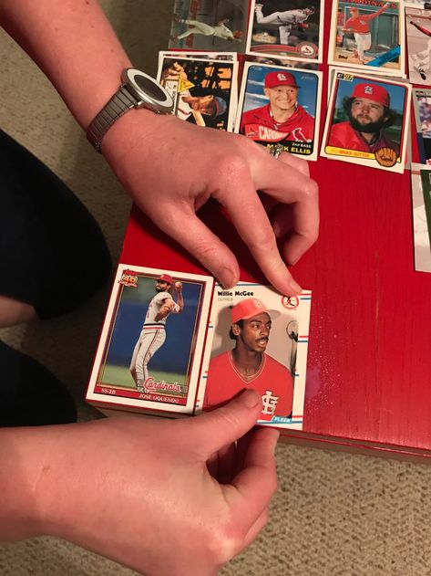 Baseball Card Displays, Willie Mcgee, Cardinals Baseball, Side Table Wood, Baseball Card, Display Cards, Cardinals, Card Craft, Card Ideas