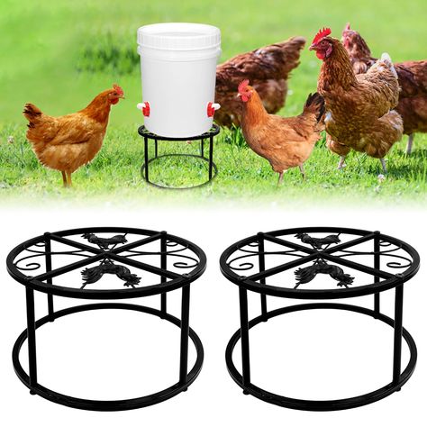 PRICES MAY VARY. 【Unique Designed Metal Stand】Specifically designed for supporting the all-in-one chicken feeder or waterer or bucket barrels are installed with a feeder waterer port. When you put the chicken feeder or waterer on the stand, the chicken would not pull out the chicken feed or spill water. It will keep the coop dry and clean, and also prevent wasting chicken feed. Your chickens will appreciate having their feed all to themselves, without having to share. 【New Upgraded Metal Stand】 Poultry Feeders, Chicken Waterer, Chicken Feeders, Fancy Chickens, Backyard Chicken Farming, Chicken Feeder, Metal Chicken, Backyard Chicken Coops, Chicken Feed