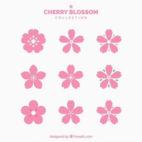 Collection of pretty cherry blossoms | Free Vector #Freepik #freevector Sakura Petals Drawing, Cherry Blossom Graphic Design, Cherry Blossom Graphic, Cherry Blossom Logo Design, Cherry Blossom Cartoon, Cherry Blossom Logo, Sakura Logo, Sakura Drawing, Sakura Illustration