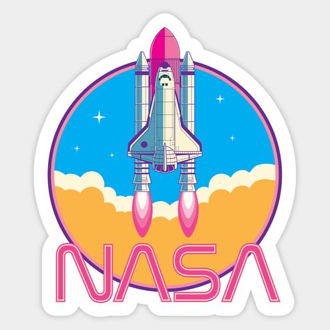 Nasa Retro Logo -- Choose from our vast selection of stickers to match with your favorite design to make the perfect customized sticker/decal. Perfect to put on water bottles, laptops, hard hats, and car windows. Everything from favorite TV show stickers to funny stickers. For men, women, boys, and girls. Sticker Retro, Kids Science Lab, Nasa Retro, Nasa Logo, Black Knowledge, Space Nasa, Space Party, Pink Logo, Retro Logo