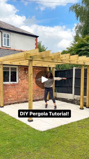 1.6K reactions · 34 shares | ad DIY pergola tutorial! Everything you need to know to replicate our bespoke pergola design 🙌  This is a “Part 1” because I am going to be painting the pergola in @makeitrustoleum Garden Paint in Antracite. I used Rust-Oleum’s garden paints on our garage last year and was mega impressed with the coverage and durability.  I’ll also be using their Garden Paint in Siena (a beautiful terracotta) to upcycle our garden furniture. Finally I’ll be adding wood slats to the back and side of the pergola, and all along our flower bed.   Here’s everything we did to build our pergola, the products we used and the quantities of wood:  ❤️ I ordered 6 x treated timber fence posts (100 x 100 x 2400mm) for the pergola posts and 13 x C24 treated timber (45 x 195 x 3600mm) for th Diy Pergola Cheap How To Build, Ombra Pergola, Timber Fence, Grill Patio, Loft Railing, Diy Pergola Kits, Pergola Diy, Timber Fencing, Treated Timber