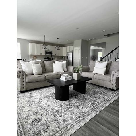 Hauteloom Orlando Living Room, Bedroom Area Rug - Transitional - Gray, White - 5'3" x 7'3" - Walmart.com Hauteloom Rug, Bedroom Decorate, Townhouse Ideas, Grey Walls Living Room, Gray Decor, Kitchen 2024, Farmhouse Living Room Furniture, Black And White Living Room, Living Room Decor Gray