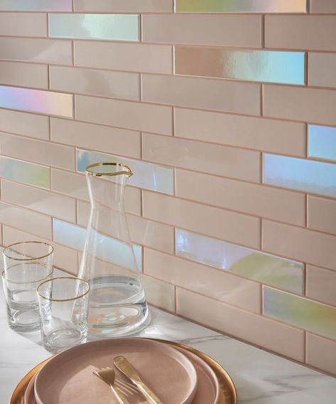 Pink Bathroom Tiles, Iridescent Tile, Topps Tiles, Pink Bathroom, Decoration Inspiration, Dream House Decor, House Inspo, Dream Home Design, Bathroom Inspiration