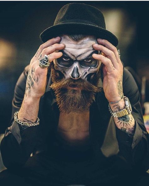 A Man, Tattoos, Halloween, Makeup, White, Make Up