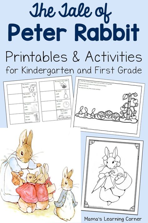 The Tale of Peter Rabbit Printables - Mamas Learning Corner Peter Rabbit Printables, Tale Of Peter Rabbit, Peter Rabbit Party, Peter Rabbit And Friends, Rabbit Crafts, Five In A Row, Activities For Children, Author Studies, Study Unit