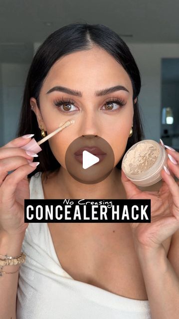 Christen Dominique on Instagram: "A no Crease Concealer hack that actually works🤯 Ib: @jadesian22 you did that!  Concealer & Hydrating Setting Powder @dominiquecosmetics   #concealerhack #makeup #makeuptips #makeuphacks #makeuptutorial #concealer" How To Choose Concealer Color, How To Put On Concealer, Concelear Makeup Placement, How To Put Concealer On, Apply Concealer Under Eyes, How To Keep Concealer From Creasing, How To Choose Concealer, Concealer Only Makeup Look, How To Make Concealer