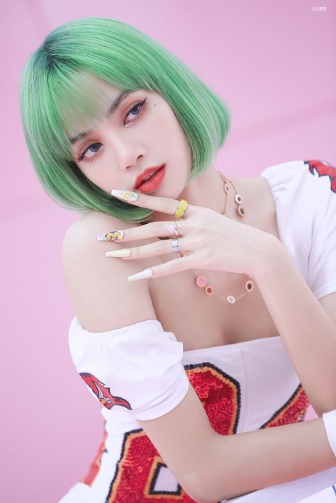 Lisa Ice Cream, Blackpink Ice Cream, Blackpink Ice-cream, Ice Cream Photos, Photos Hd, Lalisa Manobal, Blackpink Photos, Lalisa Manoban, Green Hair