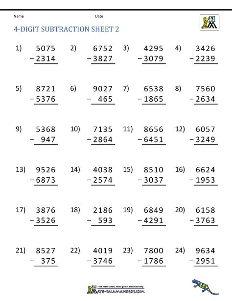 Subtraction Worksheets Grade 3, Class 4 Maths Worksheet, Subtraction With Zero Worksheet, 4 Digit Subtraction With Regrouping, Subtraction With Regrouping, 4 Digit Subtraction Worksheets, Borrowing Subtraction Worksheet For Grade 2, Subtraction Across Zeros, Class 4 Maths