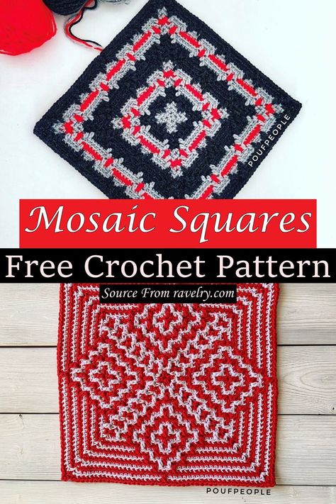 Mosaic Crochet Potholder Patterns Free, Mosaic Crochet Potholder, Crochet Mosaic Square, Free Crochet Mosaic Patterns, Stained Glass Crochet Patterns Free, Mosaic Granny Square Crochet Pattern, Beginner Mosaic Crochet Patterns Free, Mosiac Crochet Patterns Free, Crochet Mosaic Pattern Free