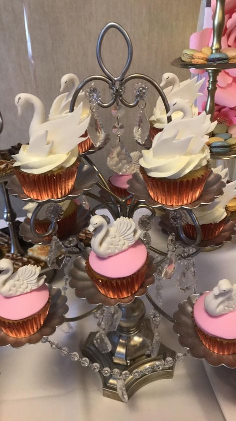 Swan Lake Quinceanera, Swan Lake Quinceanera Theme, Swan Quinceanera Theme, Swan Cupcakes, Swan Lake Party, Quinceañera Themes, Coquette Food, Filipino Debut, Swan Lake Wedding