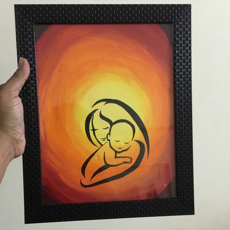 Acrylic Painting - Mom Child Mom And Me Canvas Painting Ideas, Mom And Son Painting Ideas, Paintings Ideas For Mom, Mother Painting Ideas Simple, Things To Paint Your Mom, Motherhood Painting Easy, Mother Day Painting On Canvas Easy, Motherhood Painting Abstract, Mother's Day Paintings