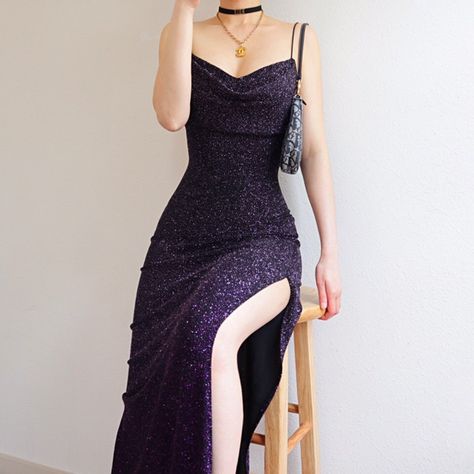 Purple Vintage Prom Dress, Vintage Purple Prom Dress, Dsrk Purple Dress, Dark Purple Prom Dress, 90s Prom Dress Grunge Purple, Purple 90s Dress, Glitter Gown, Purple Party Dress, Dark Purple Dresses