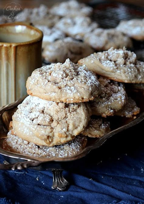 Cake Cookie Recipe, Cake Cookies Recipe, Coffee Cake Cookies, Eat Cookies, Cookie Cake Recipe, Cookie Brownie Bars, Cake Cookie, Crinkle Cookies, Food Cakes