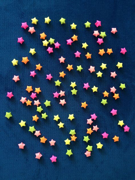 Origami paper stars, 3D Lucky Stars made with  paper strips Origami Paper Stars, Waterfall Card, Water Fall, Diy Water, Origami Stars, Paper Stars, Create And Craft, Paper Crafts Diy Tutorials, Lucky Star