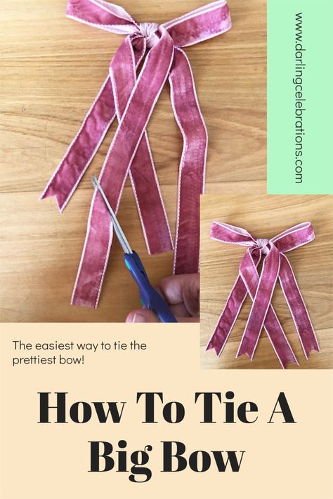 How to tie a big bow. Our easy way to tie a big floppy bow. #howtotieabigbow #howtotieabow #prettybow #ribbonbow How To Make A Tie, Boho Bridal Shower Decorations, Face Hairstyles, Storybook Baby Shower, Church Stage, Boho Bridal Shower, Jolly Christmas, Baby Shower Planning, Bow Flats