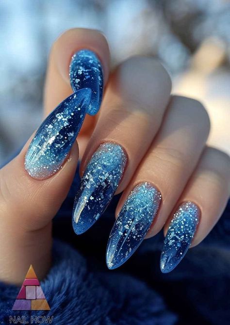 Light Blue French Tips, Light Blue Nail Art, Nail Art Pastel, Light Blue Nail, Light Blue Nail Designs, Blue Stiletto Nails, Blue Prom Nails, Blue Christmas Nails, Glossy Nails