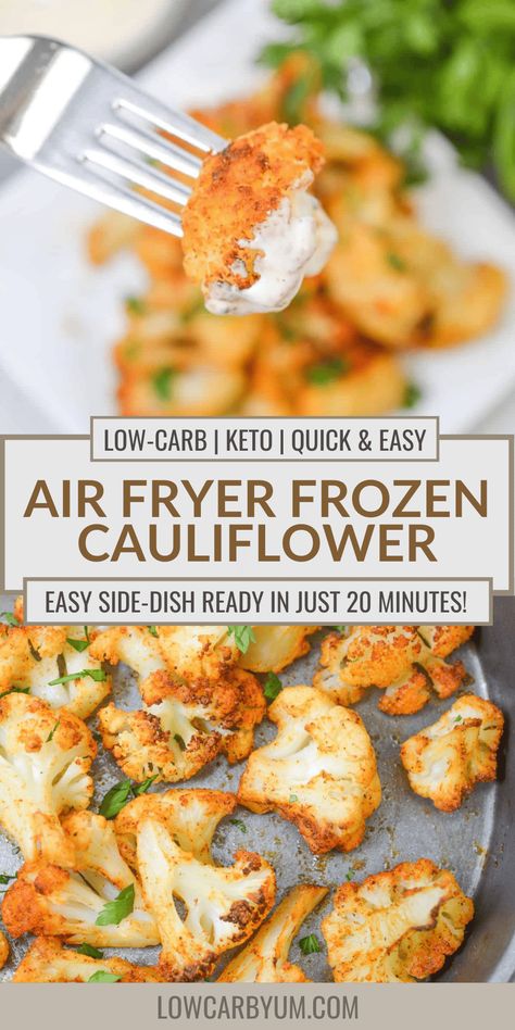 Quick Cauliflower Recipes, Cauliflower In Air Fryer, Air Fried Vegetable Recipes, Frozen Cauliflower Recipes, Air Fryer Recipes Cauliflower, Frozen Vegetable Recipes, Frying Recipes, Cauliflower Recipes Healthy, Air Fryer Fish Recipes