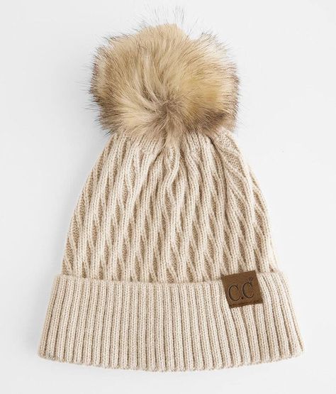 C.C Cable Knit Beanie - Cream , Women's Beige Pom beanie One size fits most. 50% Acrylic, 27% Polyester, 23% Nylon. Hand wash cold. Do not bleach. Do not tumble dry. Do not iron. Do not dry clean. Apparel & Accessories > Clothing Accessories > Hats Cream Beanie, Cable Knit Beanie, Women's Hats, Pom Beanie, Accessories Clothing, Knit Beanie, Iceland, Cable Knit, Hats For Women