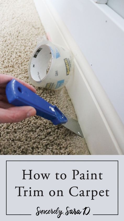 Learn how to paint baseboards and not carpet - such a great painting tip!    #paintingtips #painting #paintingbaseboards How To Paint Baseboards, How To Paint Trim, Paint Baseboards, House Painting Tips, Painting Baseboards, Film Decor, Paint Trim, Up House, Painting Trim