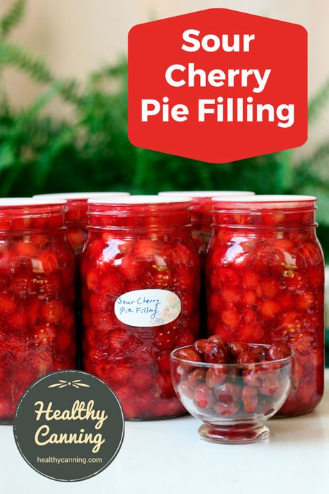 Sour Cherry Pie Filling, Healthy Canning, Sour Cherry Recipes, Cherry Pie Filling Recipes, Sour Cherry Pie, Canning Fruit, Canning Cherry Pie Filling, Home Canning Recipes, Strawberry Pie Filling