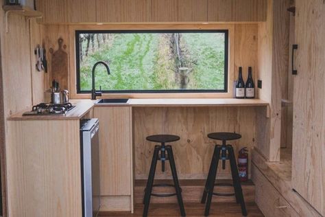 Minimalist Tiny Home, Tiny Cabin Kitchen, Shack House, Mini Chalet, Tiny House Vacation, Cel Phone, Plywood Interior, Tiny House Talk, Tiny Cabins