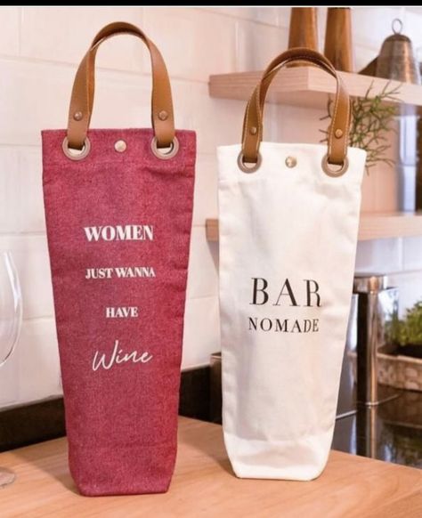 Tote Bag Business, Sac Tote Bag, Canvas Bag Design, Wine Bags, Diy Bag Designs, Wine Tote Bag, Diy Bags Purses, Tote Bags Sewing, Embroidery Bags