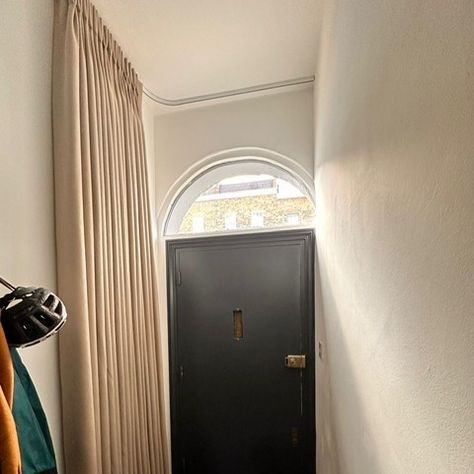 The perfect door curtain for a small space doesn't exi... Yes, it does 😇 The most important element in this project was positioning the curtain so that it didn't obstruct the door in this busy family house. The first step was to design and install a low-profile ceiling-fixed curved track to allow the curtain to stack neatly on the side wall out of the way in a narrow hall in a busy home. The second step was to choose a good quality curtain fabric that we lined and interlined to give maxi... Dramatic Hallway, Hallway Curtains, Curtain Doors, Bespoke Curtains, Quality Curtains, Home Addition, Door Curtain, Busy Family, Side Wall