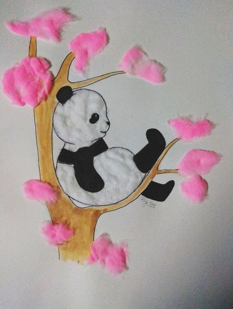 i love pandas 🐼....so i made this 😍😍 Cotton Art, Bridal Gift Wrapping Ideas, School Craft, Panda Art, Bridal Gift, Wrapping Ideas, School Crafts, Feathers, Baby Mobile