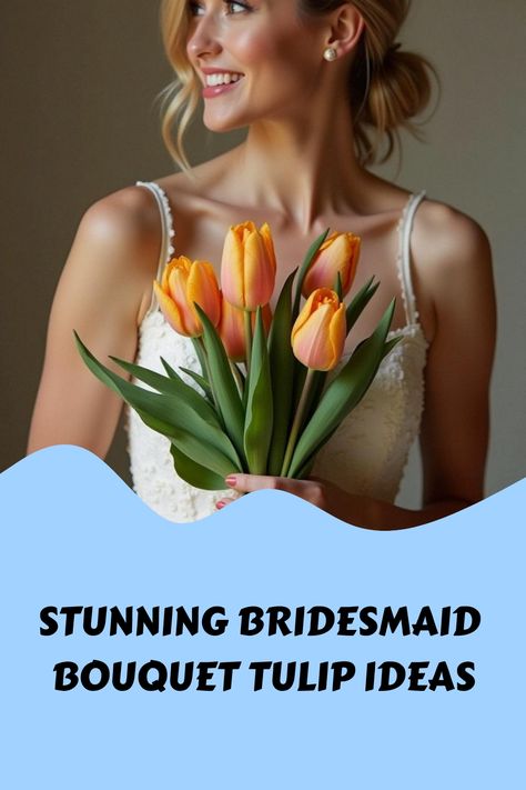 Stunning Bridesmaid Bouquet Tulip Ideas Tulip Bridesmaid Bouquet, Tulip Arrangements, Small Bridal Bouquets, Bridesmaid Bouquet White, Symbols Of Love, Tulips Arrangement, Vintage Bridesmaid Dresses, Vintage Bridesmaids, Bridal Theme