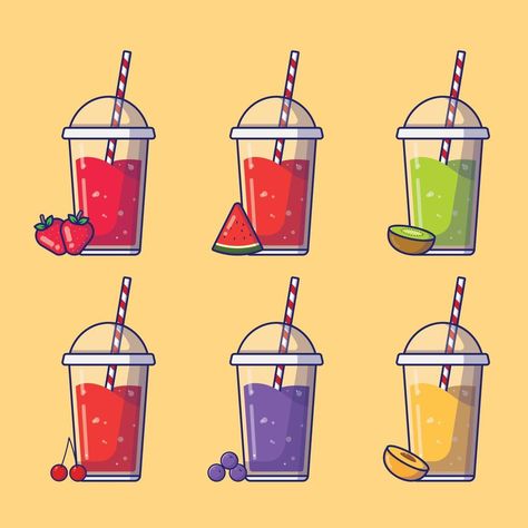 Smoothie Vector Set Illustration Smoothie Illustration, Tropical Smoothie, Mango Smoothie, Smoothie, Vector Art, Vector Free, Bullet Journal, Clip Art, Quick Saves