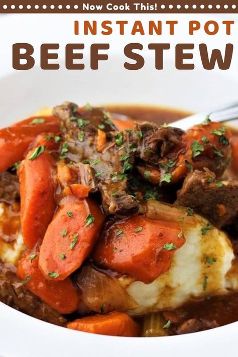 This Instant Pot Beef Stew is super easy and faster than traditional cooking methods, but it tastes like you cooked it all day! The meat is super tender and the gravy is so good you'll want to lick the bowl clean! Get the recipe and give it a try! Beefstew Instantpot, Instapot Beef Stew, Best Beef Stew Ever, Basic Beef Stew, Best Beef Stew, Slow Cook Beef Stew, Instant Pot Stew, Instant Pot Beef Stew, Comfort Soup Recipes