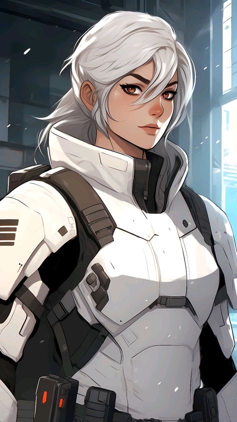 Female Space Armor, Scifi Female Character Art, Space Armor Concept Art, Sci Fi Concept Art Character Design, Female Sci Fi Armor, Female Scifi Character, Female Cyberpunk Character Art, Futuristic Female Character Concept, Female Helldiver