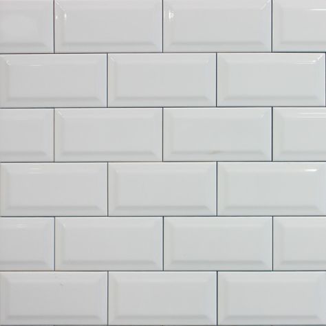 Bevelled white gloss metro tiles with grey grouting Metro White, Kitchen Splashback Tiles, Beveled Subway Tile, Backsplash Tile Design, White Porcelain Tile, Subway Tile Backsplash Kitchen, White Tile Backsplash, Metro Tiles, Brick Texture