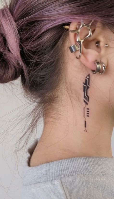 Cyberpunk Tattoos Aesthetic, Cyberwear Tattoo, Cyberpunk Tattoo 2077, Sandevistan Tattoo, Cybernetic Tattoo, Cyberpunk Tattoo Design Ideas, Cyberpunk 2077 Tattoo, Cyberpunk Tattoos, Cyberpunk Nails