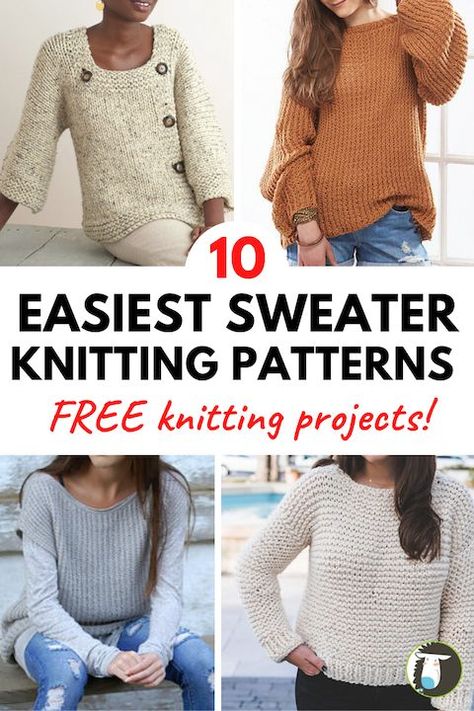 Easy Pullover Sweater Knitting Pattern, Women Sweater Knitting Pattern Free, Easy Sweaters To Knit Free Pattern, Knitted Jerseys For Women Free Patterns, Beginner Jumper Knitting Pattern, Easy Sweater Patterns To Knit, Knitted Jersey Patterns For Women, Knitted Jumpers For Women Free Patterns, Women Sweater Knitting Pattern