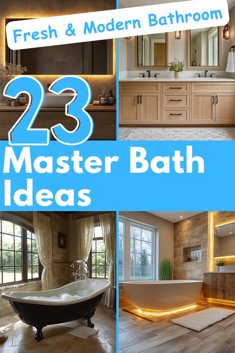 Want a fresh look for your master bath? These 23 clever and stylish Master Bath Ideas will help you revamp your space with minimal effort. From design tricks to smart storage solutions, you’ll find tons of inspiration for your next bathroom update.
#MasterBathDesign Master Bath Design, Design Tricks, Master Bath Ideas, Bathroom Update, Smart Storage, Bath Ideas, Modern Bathroom, Master Bath, Storage Solutions