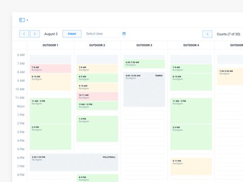 Reservations Calendar (Sport booking web app) Interview Template, Booking Calendar, Web Dashboard, Ui Design Dashboard, Booking Website, Calendar Time, Wix Templates, Booking App, Daily Ui