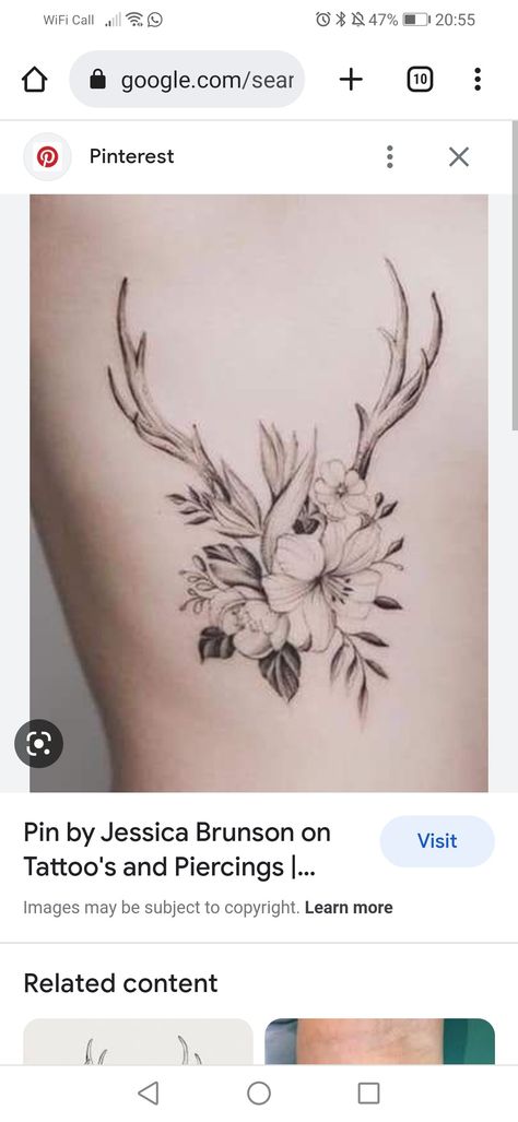 Antler Tattoos For Women, Antler Tattoos, Elk Tattoo, Antler Tattoo, Flower Tattoos, Antlers, Maple Leaf Tattoo, Beauty Skin, Tattoos For Women