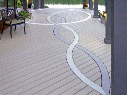 Beautiful lake view deck with Celtic knot inlay.Click To Enlarge Azek Decking, Outdoor Improvements, Big Deck, Pvc Decking, Deck Pictures, Cedar Deck, Teak Flooring, Home Building Tips, Trex Deck